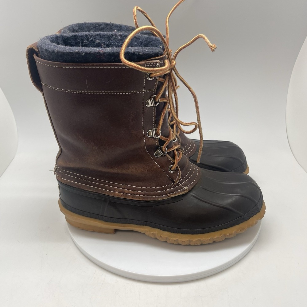 VTG LL Bean Bean Boots Mens 7 Brown Leather Duck Boot Insulated‎ Mid Calf USA